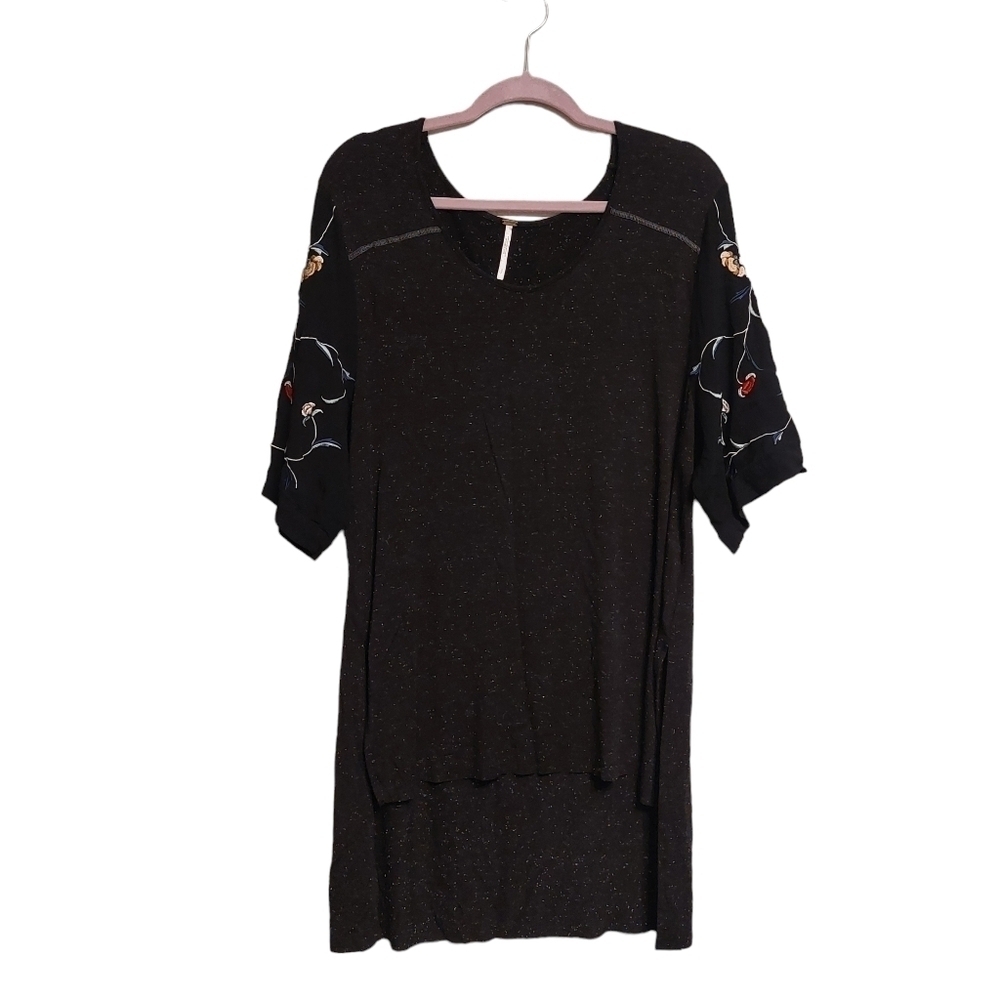 Free People Ladies Short Sleeve Oversized Embroidered Tunic-size S